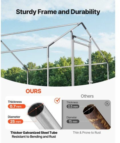 VEVOR Didelis metalinis vištų voljeras 2 x 2 x 2 m
