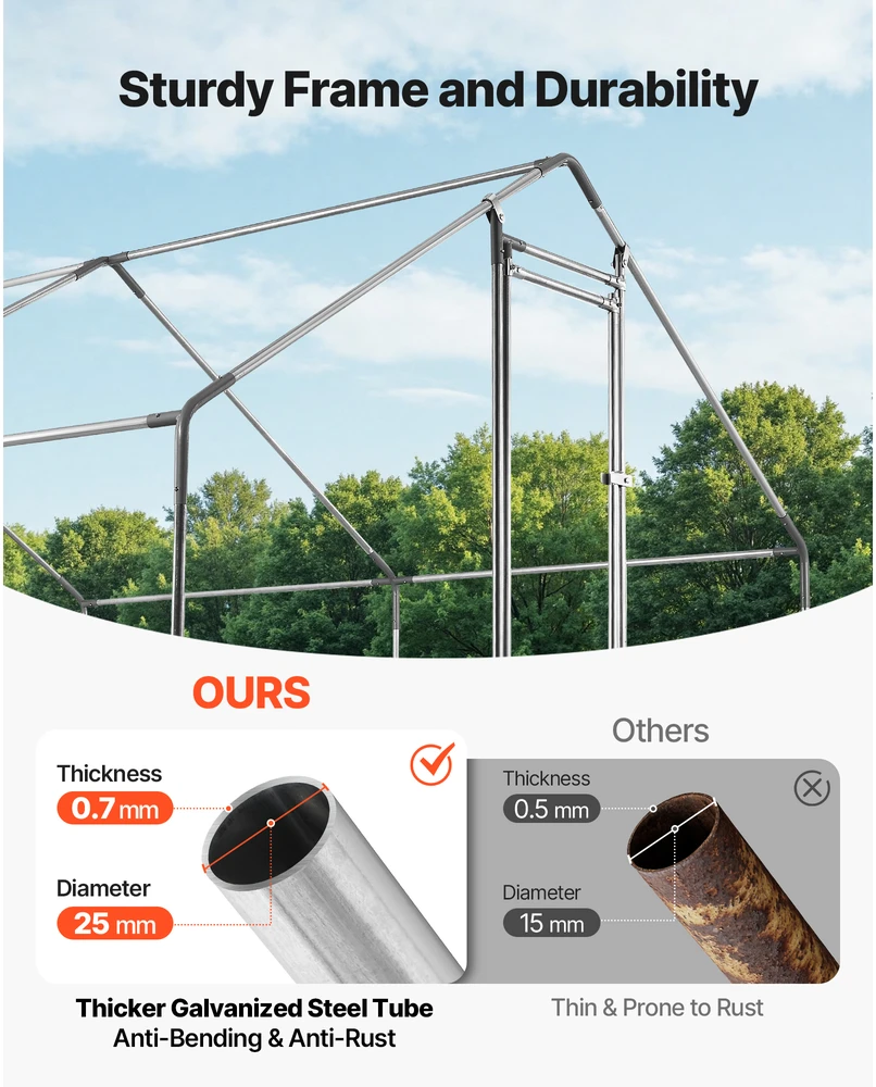VEVOR Didelis metalinis vištidės voljeras 3 x 3 x 2 m