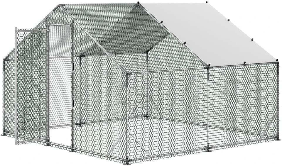VEVOR Didelis metalinis vištidės voljeras 3 x 3 x 2 m