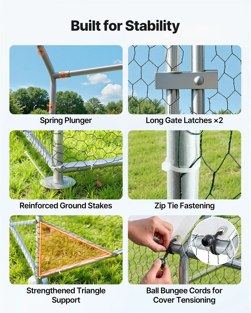VEVOR Didelis metalinis vištidės voljeras 3 x 3 x 2 m