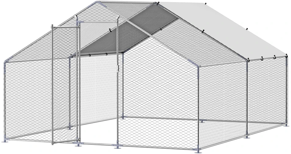 VEVOR Didelis metalinis vištidės aptvaras 3 x 4 x 2 m