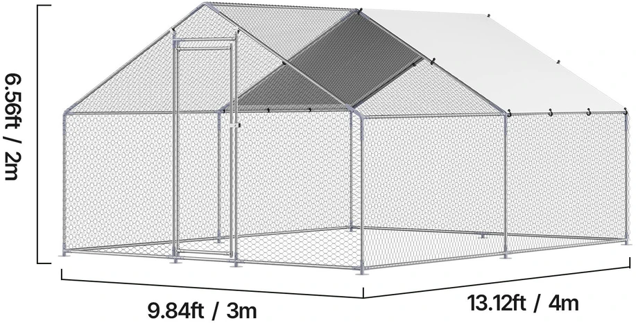 VEVOR Didelis metalinis vištidės aptvaras 3 x 4 x 2 m