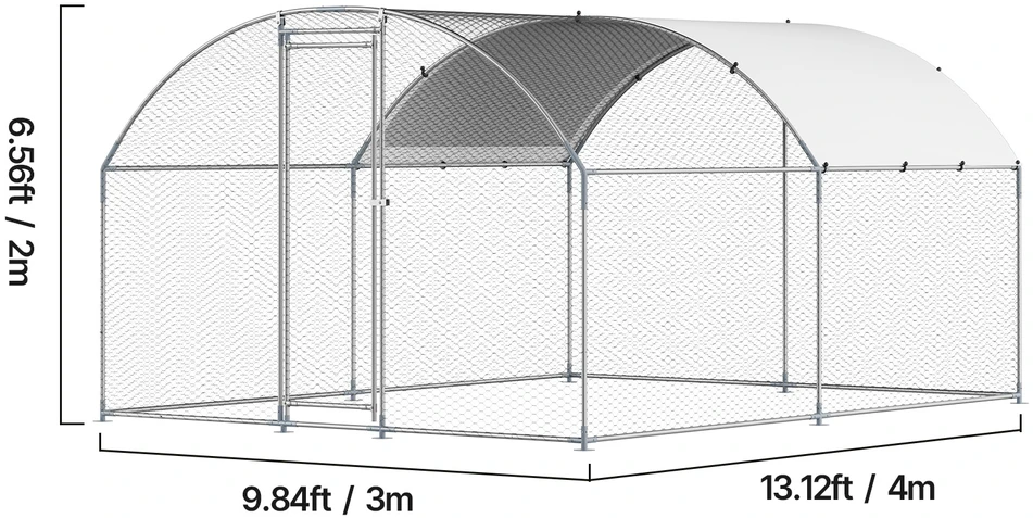 VEVOR Metalinė vištidė 3x4x2 m su užraktu