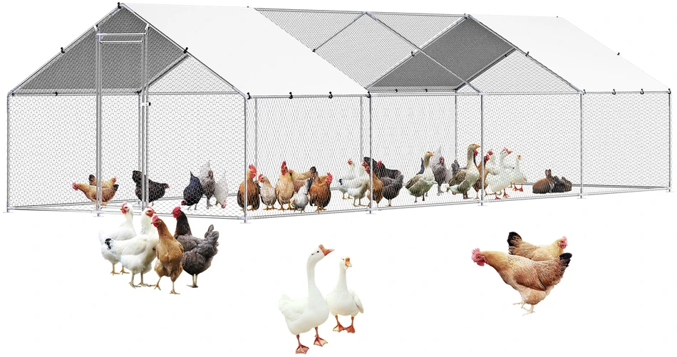 VEVOR Didelė metalinė vištidė 3 x 8 x 2 m