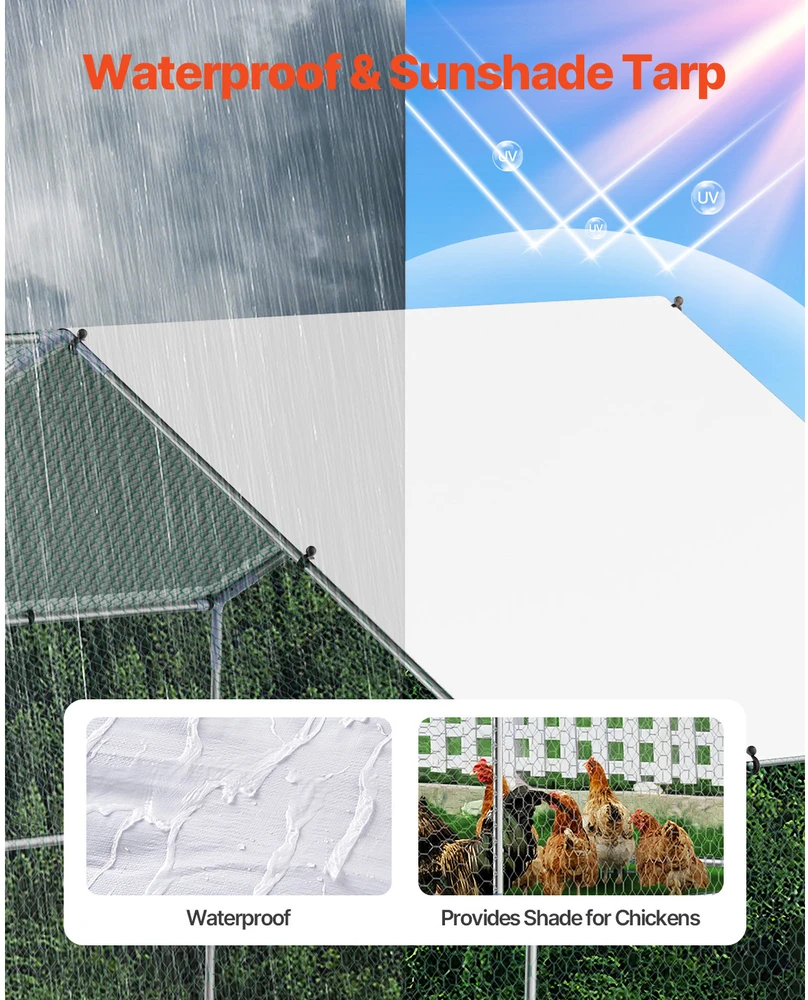VEVOR Didelė metalinė vištidė 3 x 8 x 2 m