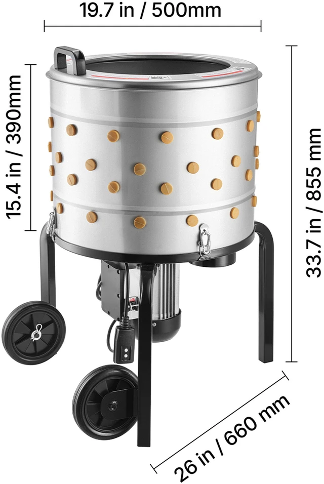 VEVOR Paukščių pešimo mašina, 500 mm būgnas