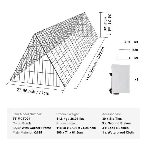 VEVOR Vištų tuneliai: 300 x 71 x 61.5 cm