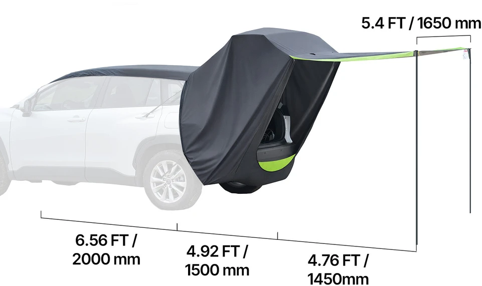 VEVOR Automobilio galinės dalies palapinė su stogeliu nuo saulės, PU2000 mm