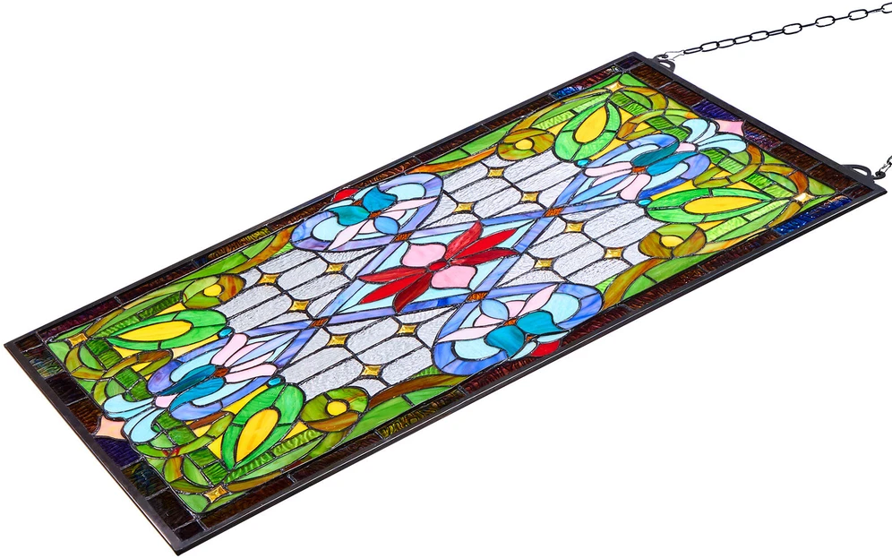 VEVOR Vitražo Panelis, Dekoratyvinis Pakabinamas Menas Namams, Privatumo Langų Uždanga, 73.1 x 42.9 cm, Spalvotas Šviesos Filtras, Vitražinis Langas, Dekoracija