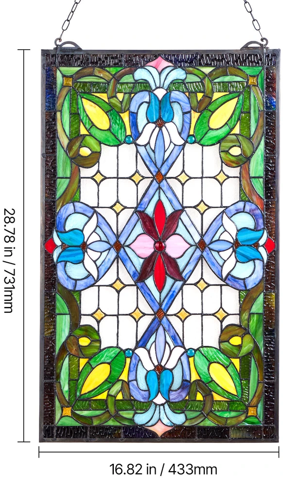 VEVOR Vitražo Panelis, Dekoratyvinis Pakabinamas Menas Namams, Privatumo Langų Uždanga, 73.1 x 42.9 cm, Spalvotas Šviesos Filtras, Vitražinis Langas, Dekoracija
