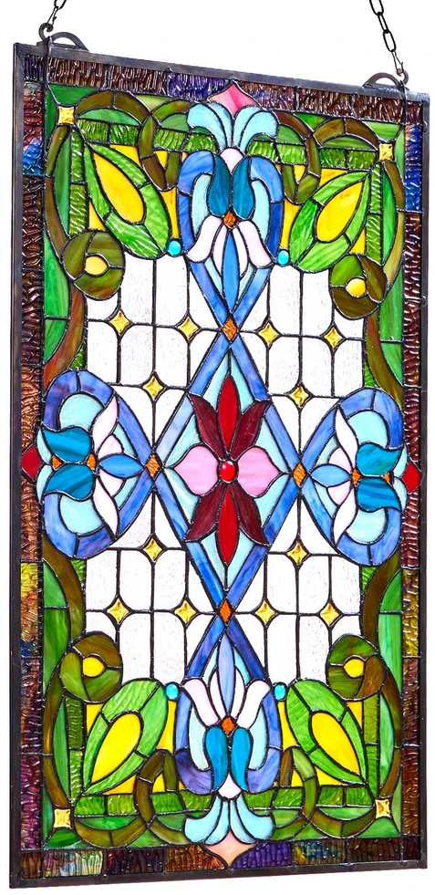 VEVOR Vitražo Panelis, Dekoratyvinis Pakabinamas Menas Namams, Privatumo Langų Uždanga, 73.1 x 42.9 cm, Spalvotas Šviesos Filtras, Vitražinis Langas, Dekoracija