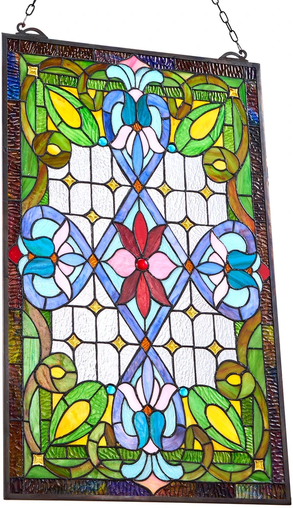 VEVOR Vitražo Panelis, Dekoratyvinis Pakabinamas Menas Namams, Privatumo Langų Uždanga, 73.1 x 42.9 cm, Spalvotas Šviesos Filtras, Vitražinis Langas, Dekoracija
