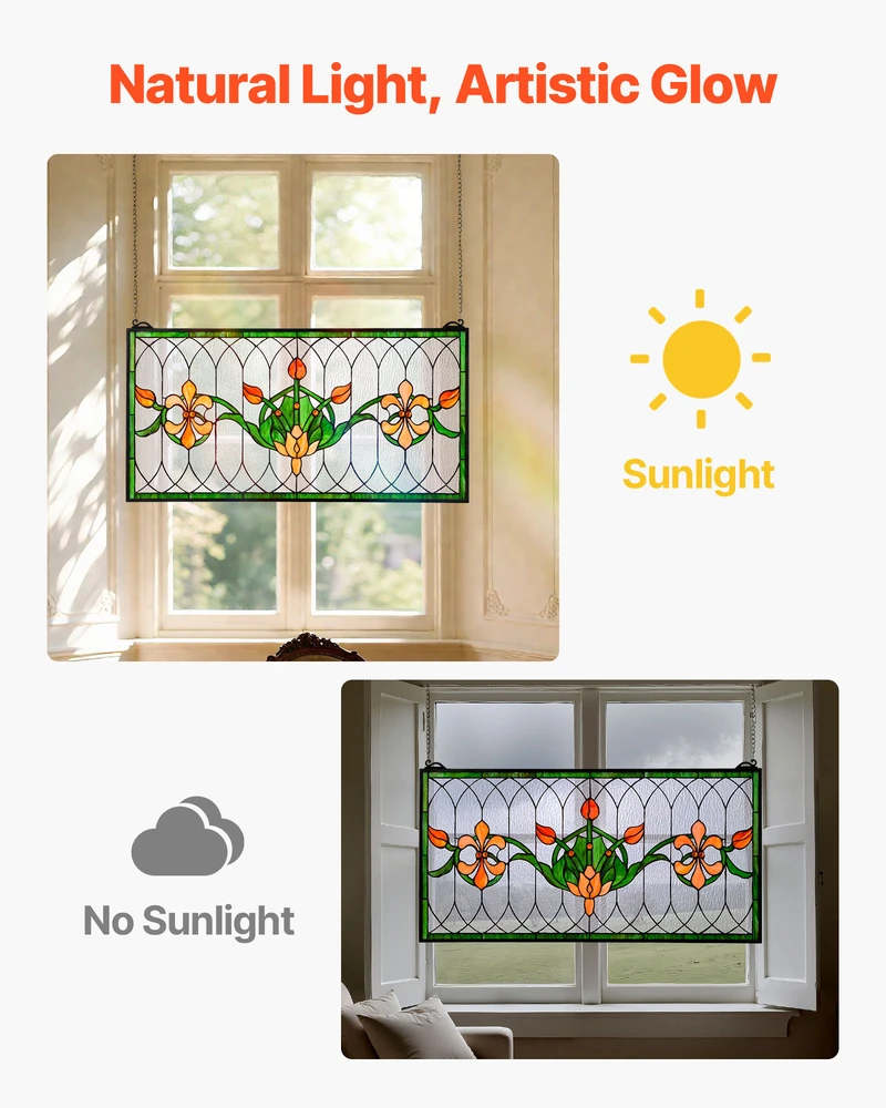 VEVOR Vitro lango panelė 810 x 433 mm, tiffany stilius