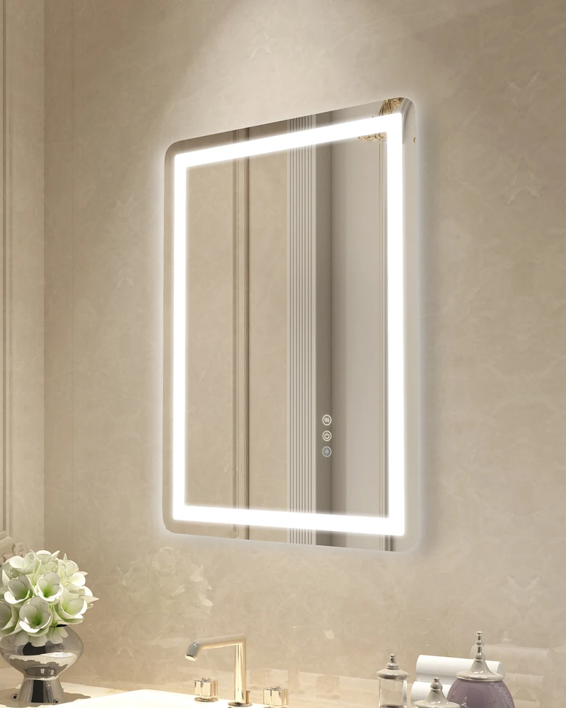 VEVOR LED vonios veidrodis su trimis spalvomis ir antirūko funkcija 50 x 70 cm