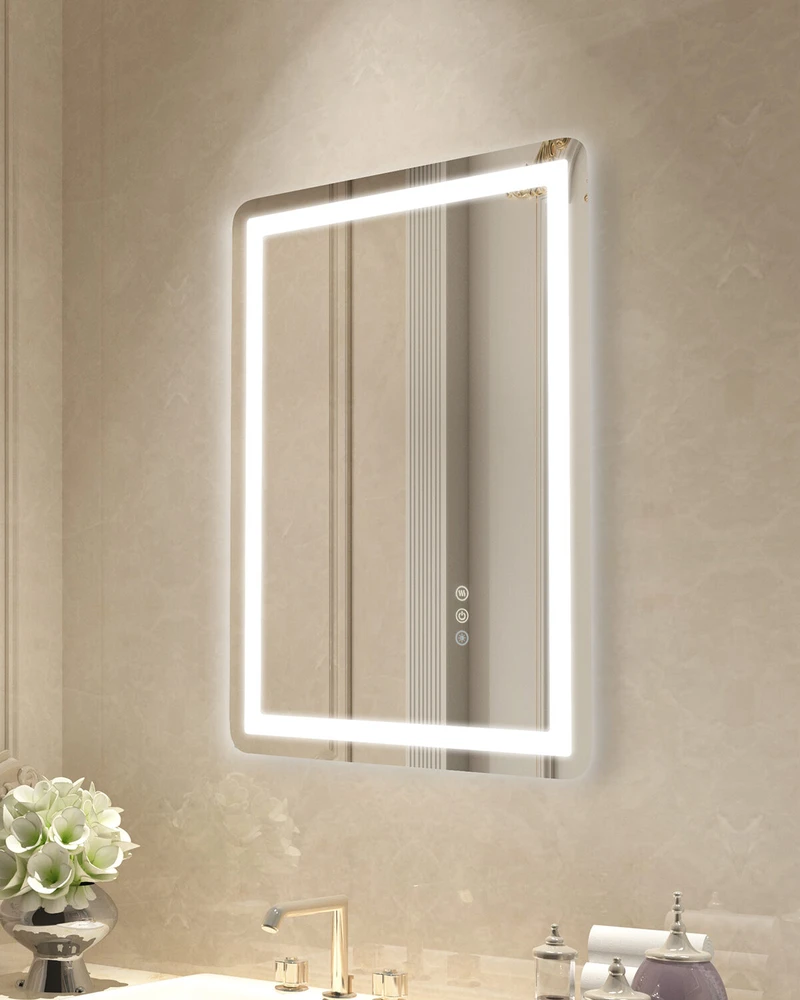 VEVOR LED vonios veidrodis su trimis spalvomis ir antirūko funkcija 50 x 70 cm
