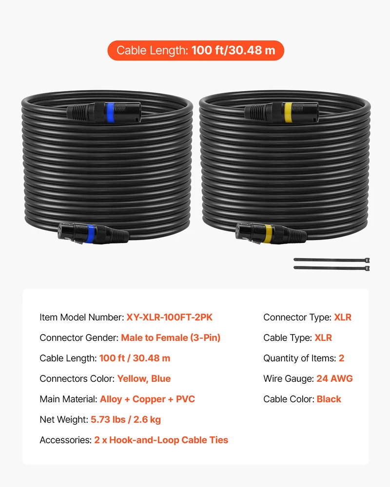 VEVOR XLR laidas 30,48 m mikrofonams