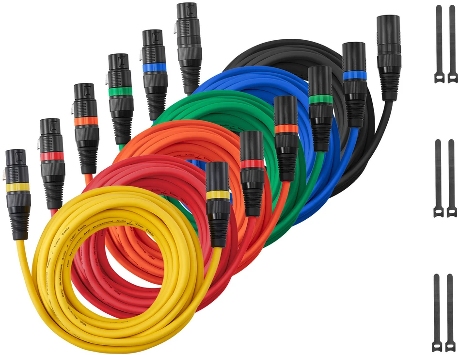 Namų kino sistema VEVOR XLR kabeliai 6,1 m, 6 vnt., mikrofonams