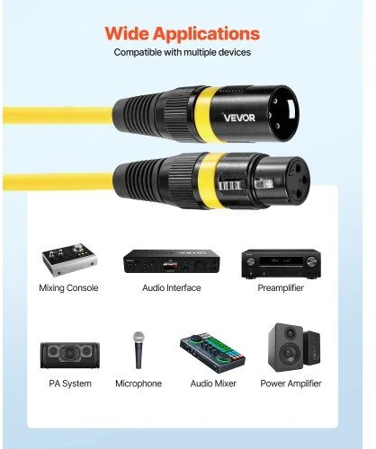 Namų kino sistema VEVOR XLR kabeliai 6,1 m, 6 vnt., mikrofonams