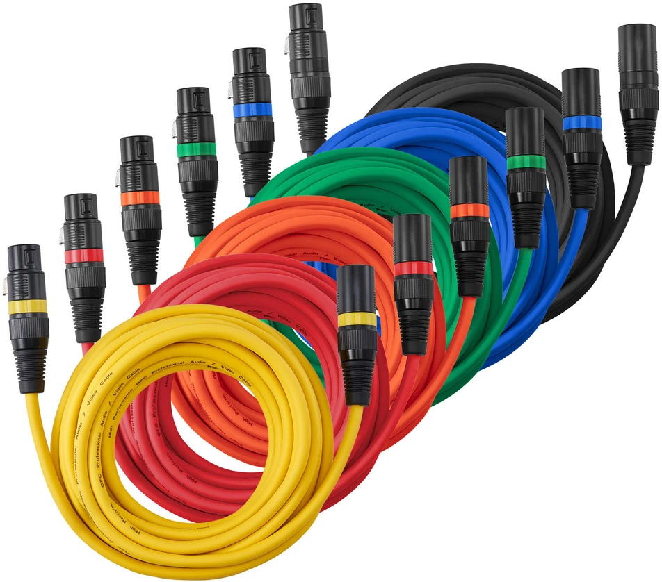 Namų kino sistema VEVOR XLR kabeliai 6,1 m, 6 vnt., mikrofonams