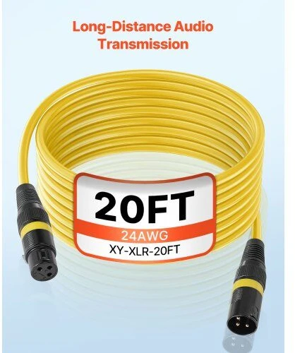 Namų kino sistema VEVOR XLR kabeliai 6,1 m, 6 vnt., mikrofonams
