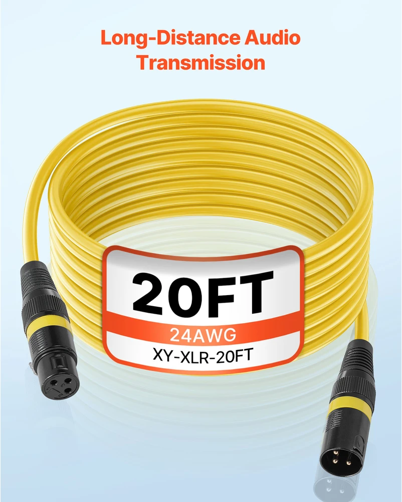 Namų kino sistema VEVOR XLR kabeliai 6,1 m, 6 vnt., mikrofonams