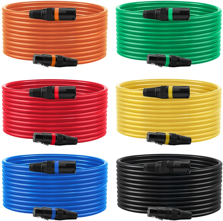 Namų kino sistema VEVOR XLR kabeliai 6,1 m, 6 vnt., mikrofonams