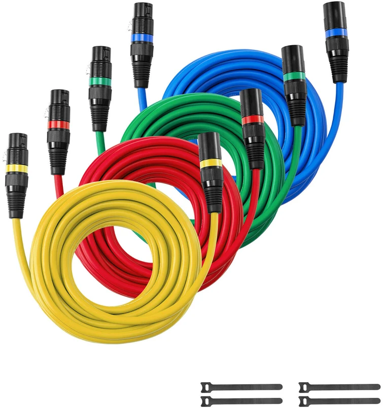 Namų kino sistema VEVOR 7,62 m XLR mikrofono kabeliai, 4 vnt