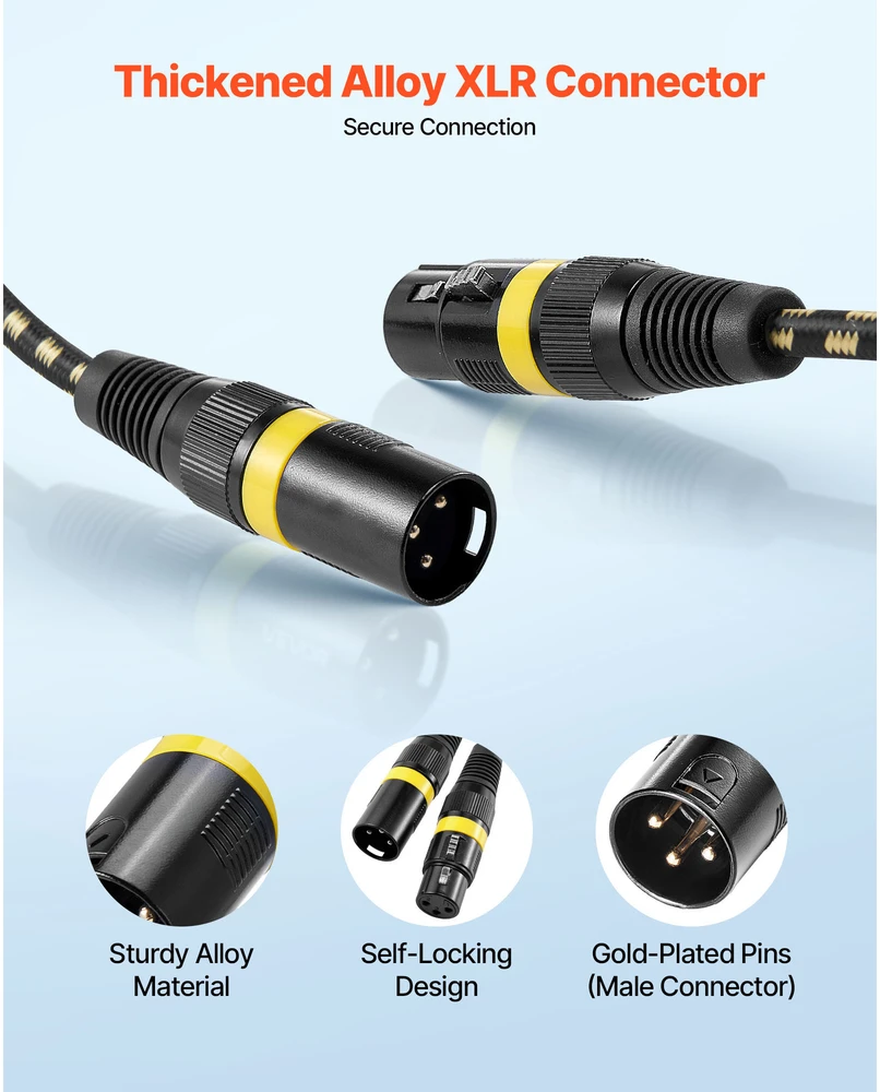 VEVOR 7,62 m XLR kabelis rinkinys, 6 vnt.