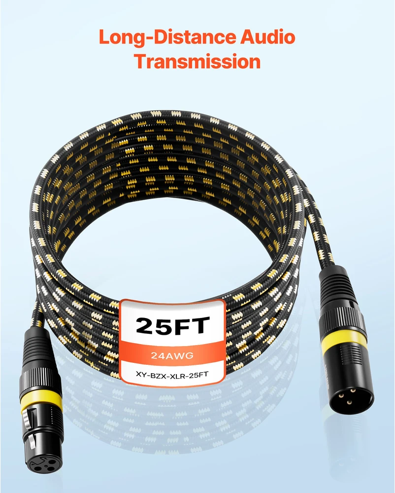 VEVOR 7,62 m XLR kabelis rinkinys, 6 vnt.