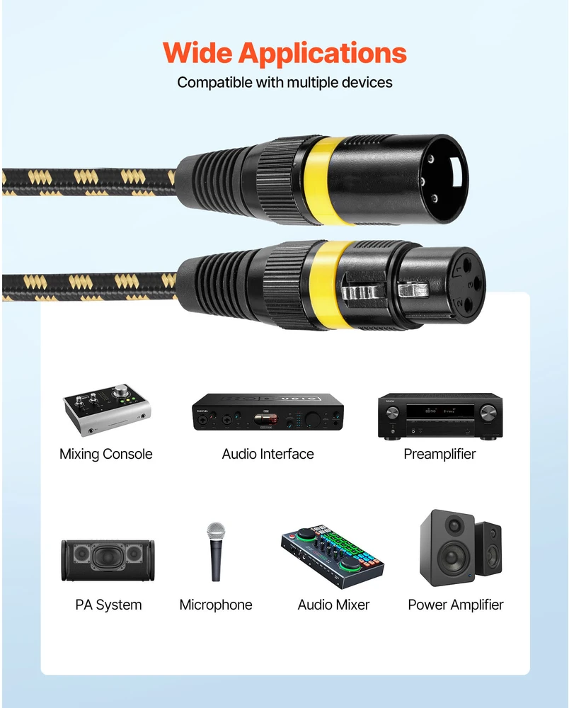 VEVOR 7,62 m XLR kabelis rinkinys, 6 vnt.