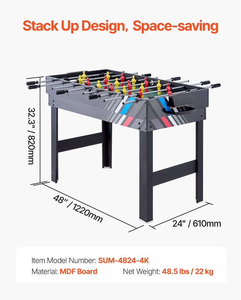 VEVOR 122 cm 4-in-1 stalo žaidimų komplektas