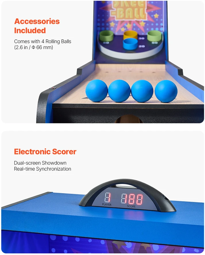 VEVOR 2,4 m ilgio ritinio ir taškų arcade stalas