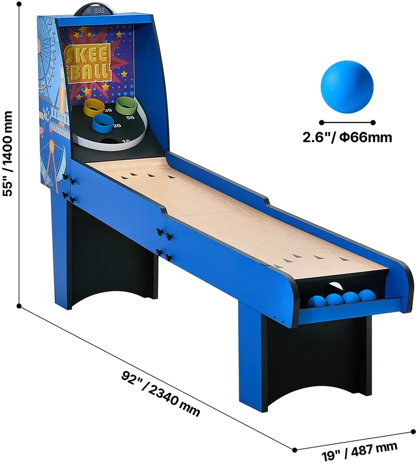 VEVOR 2,4 m ilgio ritinio ir taškų arcade stalas