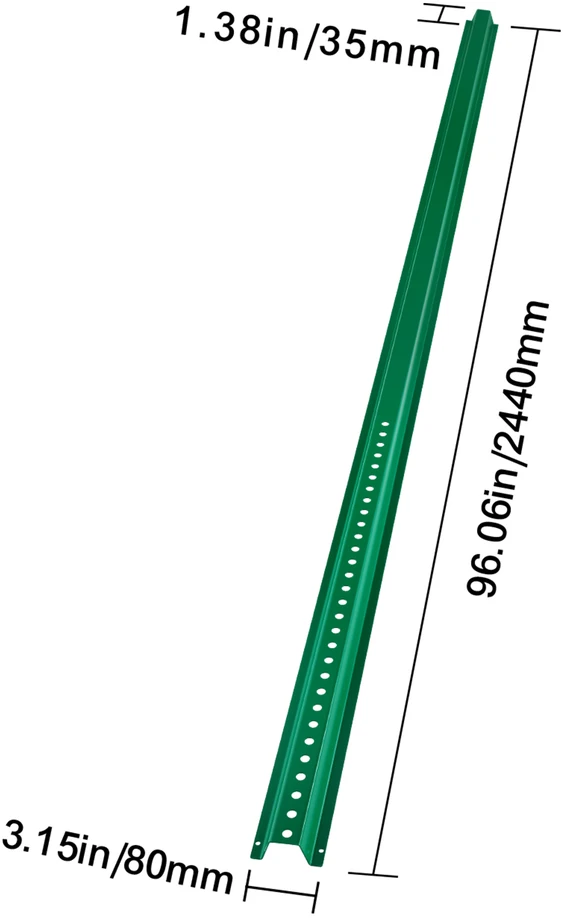 VEVOR Ketaus ženklų stulpas su U kanalu, 244 cm, žalias