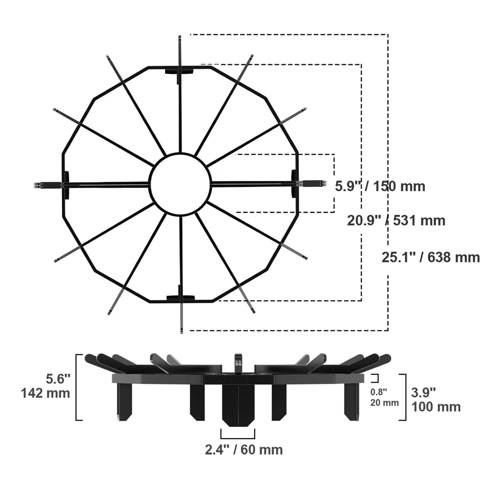 VEVOR Rąstų grotelės 68 cm ketaus plieno