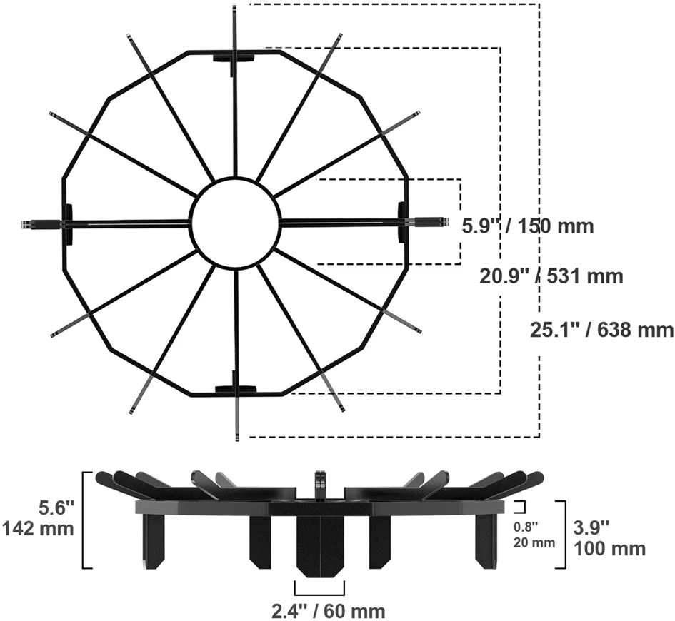 VEVOR Rąstų grotelės 68 cm ketaus plieno