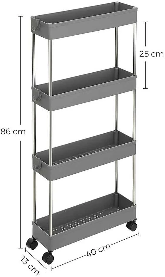 Songmics Vežimėlis su 4 lygiais Pilka