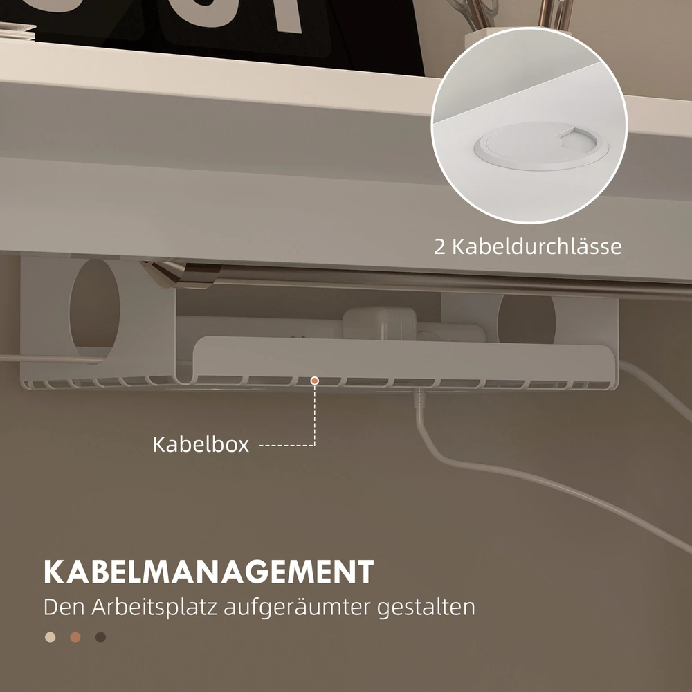 Vinsetto elektrinis reguliuojamo aukščio stalas 120 x 60 cm kompiuterio stalas su 3 atminties nustatymais, ergonomiškas stovimas-sėdimas stalas su apsauga nuo susidūrimo, 2 kabliukai, baltas