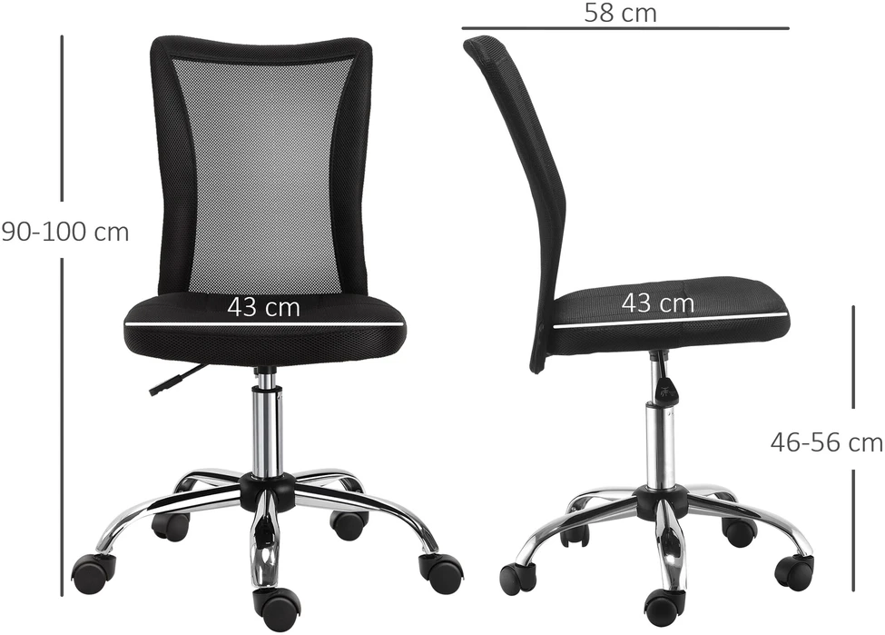 „Vinsetto“ ergonomiška biuro kėdė, reguliuojamo aukščio kompiuterio kėdė, 360° pasisukanti su kvėpuojančiu atlošu, iki 100 kg, juoda
