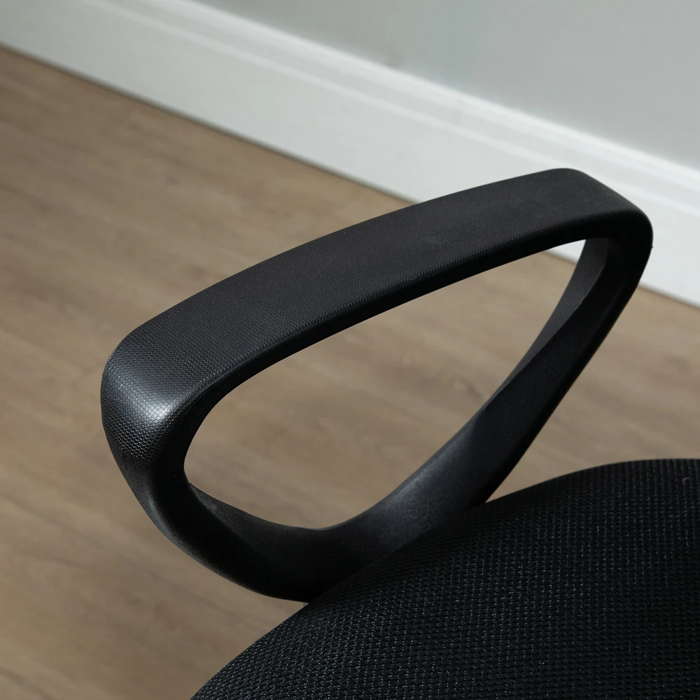 Vinsetto darbo kėdė, ergonomiška sukamoji kėdė, biuro kėdė, reguliuojamo aukščio stovimoji kėdė, kojų atrama, metalas, juoda, 59,5x60x102,5–126 cm
