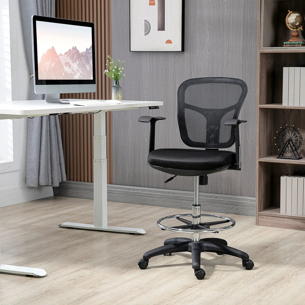 Vinsetto Ergonomiška rašomojo stalo kėdė su kojų atrama 95-115 cm - juoda
