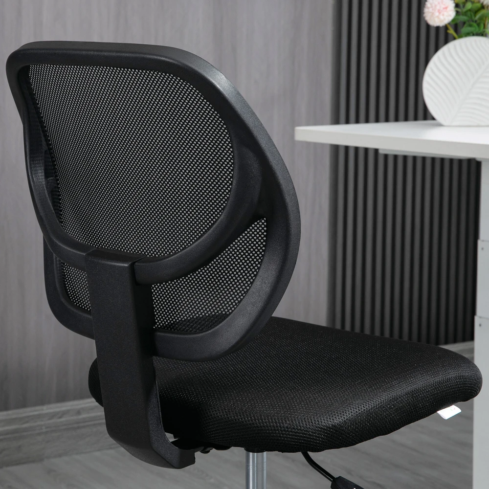 Vinsetto biuro kėdė ergonomiška pasukama kėdė su reguliuojamu kojų žiedu, reguliuojamo aukščio 93-113 cm, su ratukais, juoda