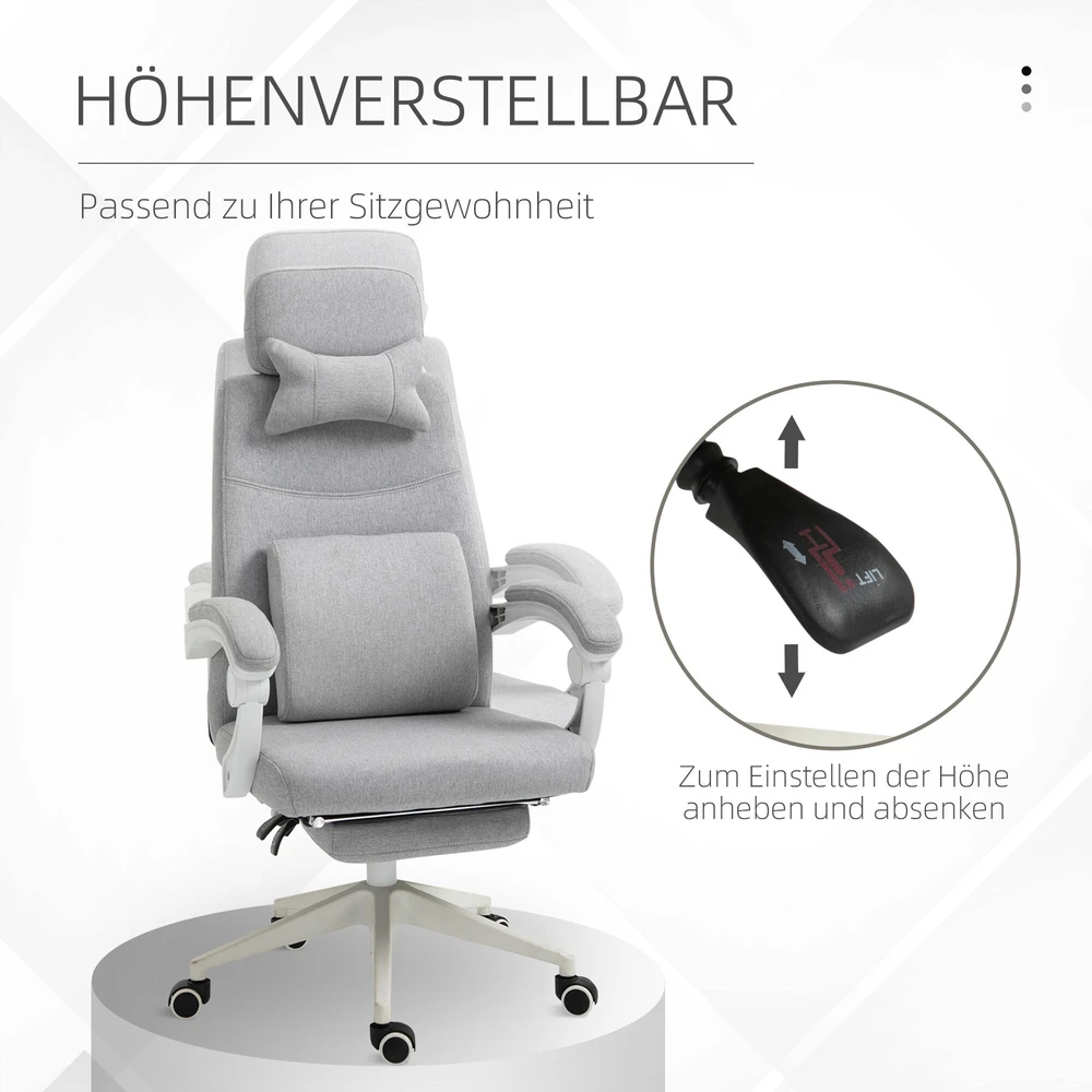 Vinsetto biuro kėdė, žaidimų kėdė, kėdė su ratukais, ergonomiškas dizainas, poliesteris, porolonas, fanera, plastikas, 62 x 68 x 117-127 cm