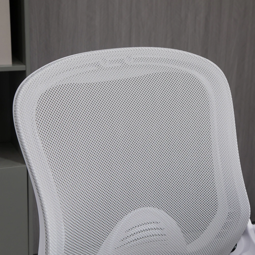 Biuro kėdė Vinsetto, ergonomiška darbo kėdė su atlenkiamais porankiais ir reguliuojamu pėdų žiedu, reguliuojamo aukščio besisukanti kėdė su supimosi funkcija, tinklelio apmušalas, šviesiai pilka