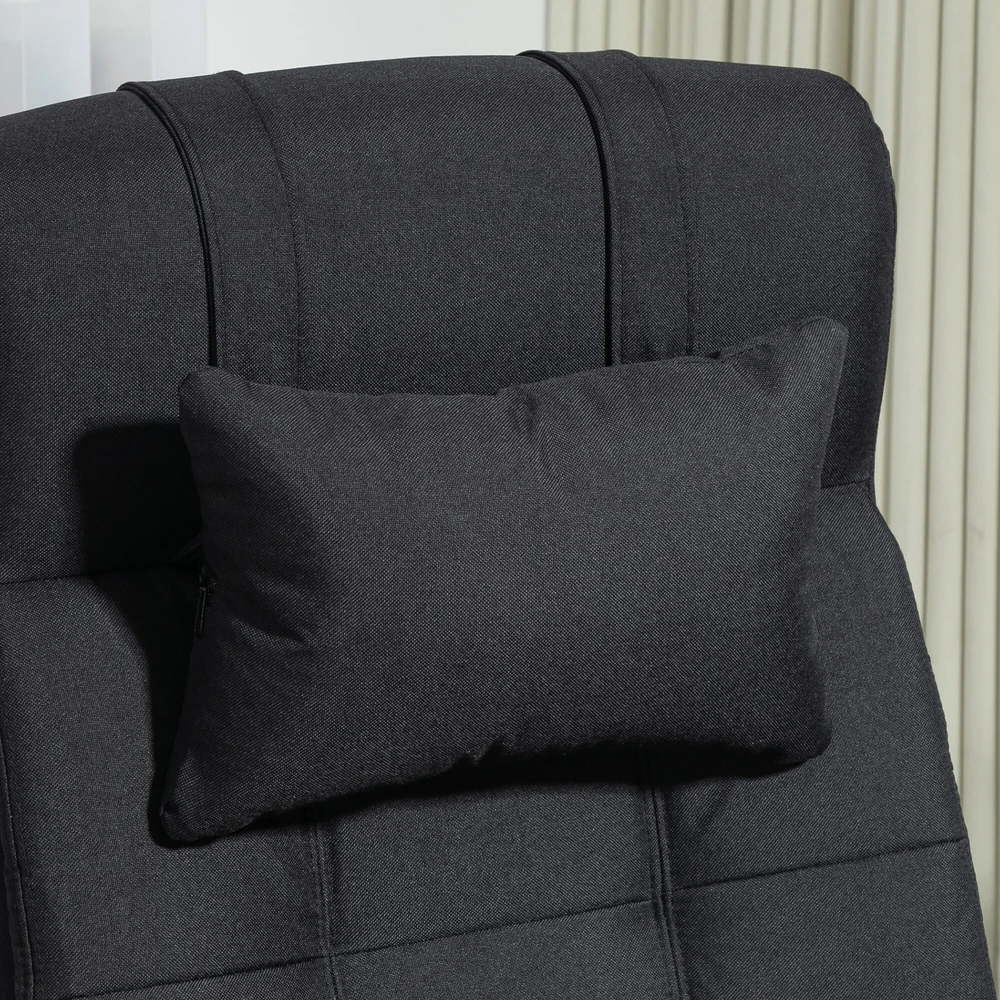 Vinsetto ergonominė biuro kėdė su atlošimo funkcija, galvos atrama, porankiais, reguliuojamu aukščiu ir kojų atrama, juoda