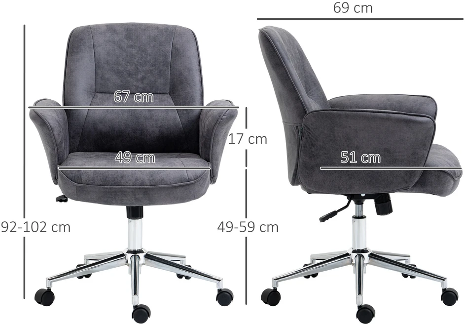 Vinsetto Ergonomiška biuro kėdė su supimo funkcija, reguliuojamo aukščio, keliamoji galia iki 120 kg, 67x69x92-102 cm