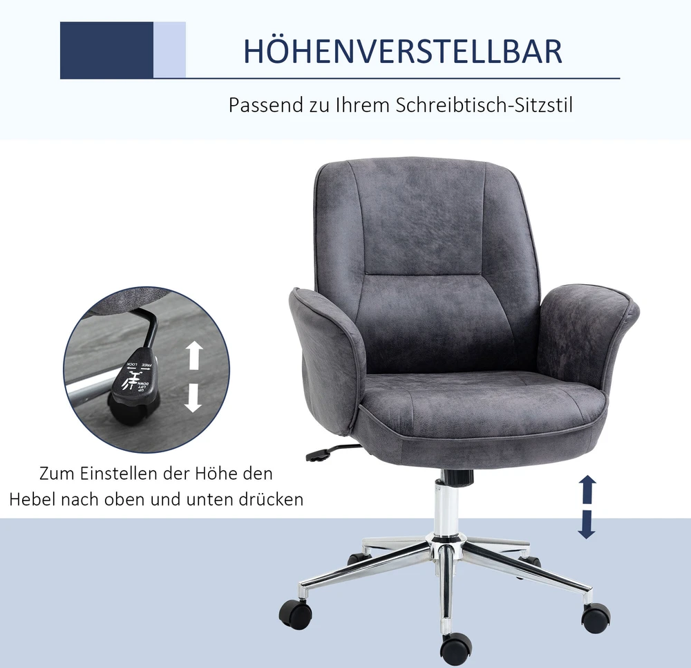 Vinsetto Ergonomiška biuro kėdė su supimo funkcija, reguliuojamo aukščio, keliamoji galia iki 120 kg, 67x69x92-102 cm