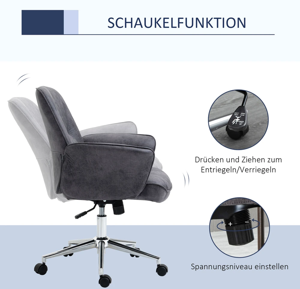Vinsetto Ergonomiška biuro kėdė su supimo funkcija, reguliuojamo aukščio, keliamoji galia iki 120 kg, 67x69x92-102 cm
