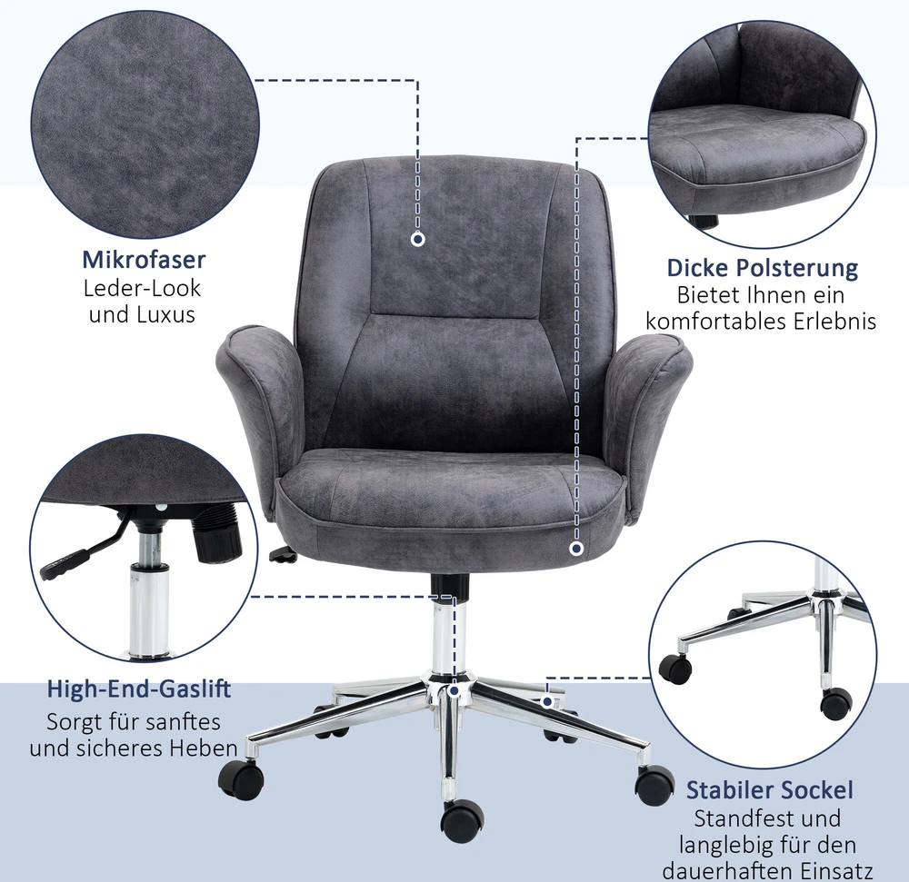 Vinsetto Ergonomiška biuro kėdė su supimo funkcija, reguliuojamo aukščio, keliamoji galia iki 120 kg, 67x69x92-102 cm