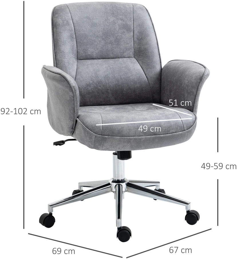 Vinsetto biuro kėdė, moderni darbo kėdė su supimosi funkcija, reguliuojamo aukščio, ergonomiška, 360° besisukantys ratukai